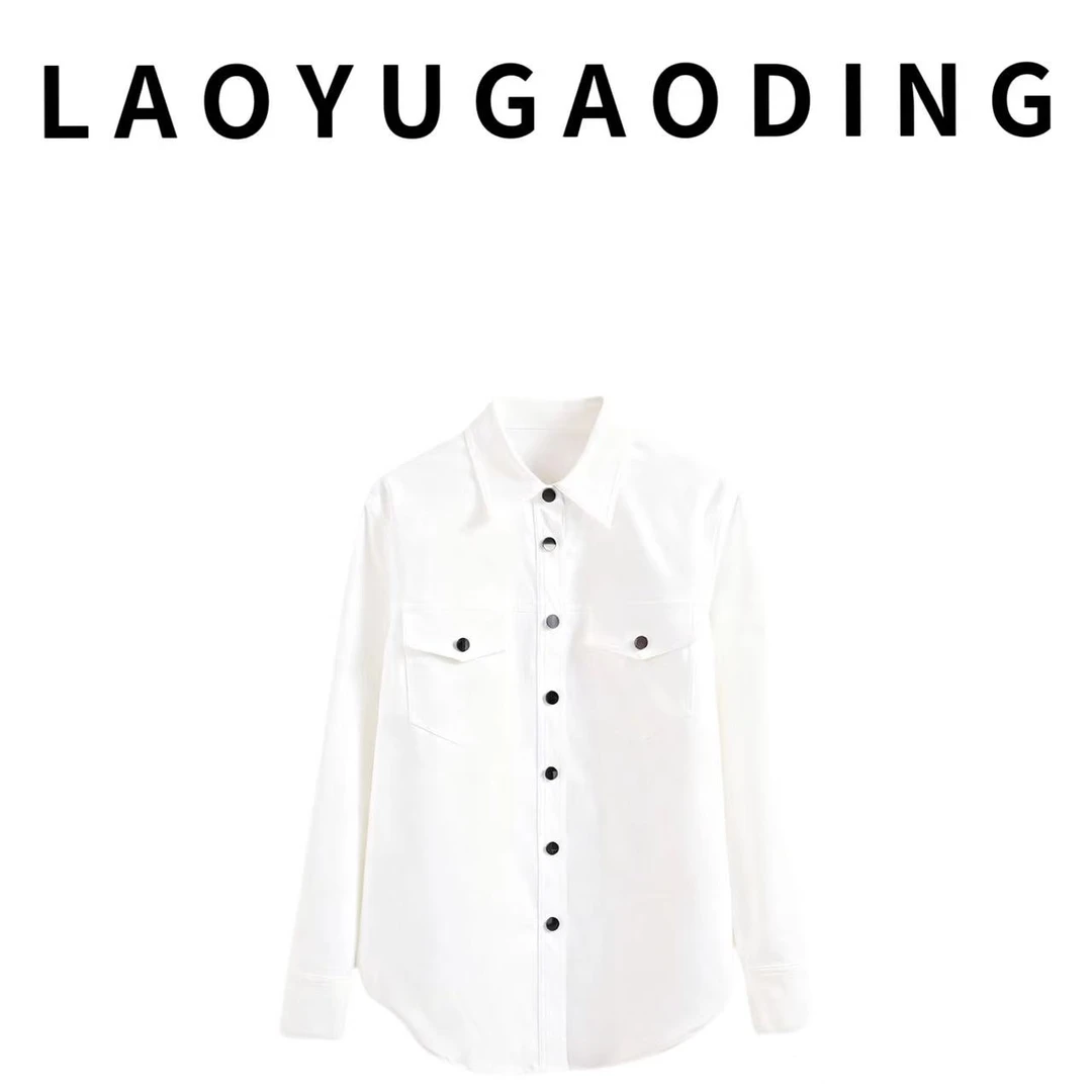 【LAOYUGAODING】高品质-3202学院风喇叭袖衬衫长袖修身型打底衬衣