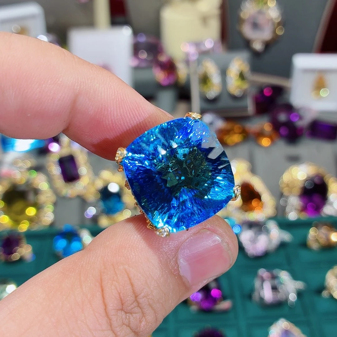 托帕石戒指银S925镶嵌优***?戒指