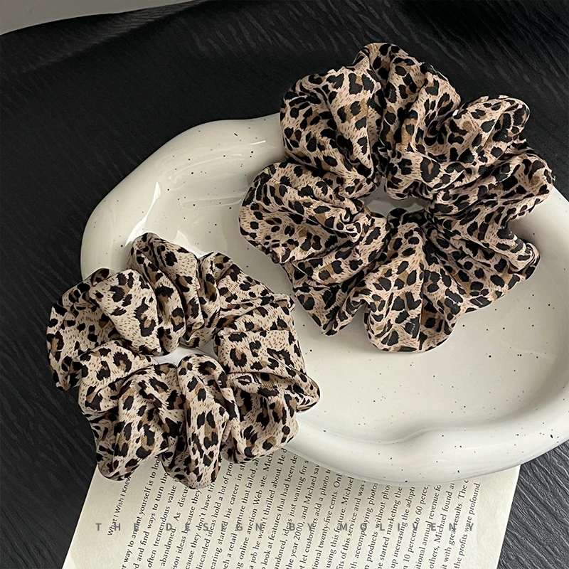气质头绳女复古豹纹丸子头大肠发圈头饰高弹力绑头发皮筋发绳F119