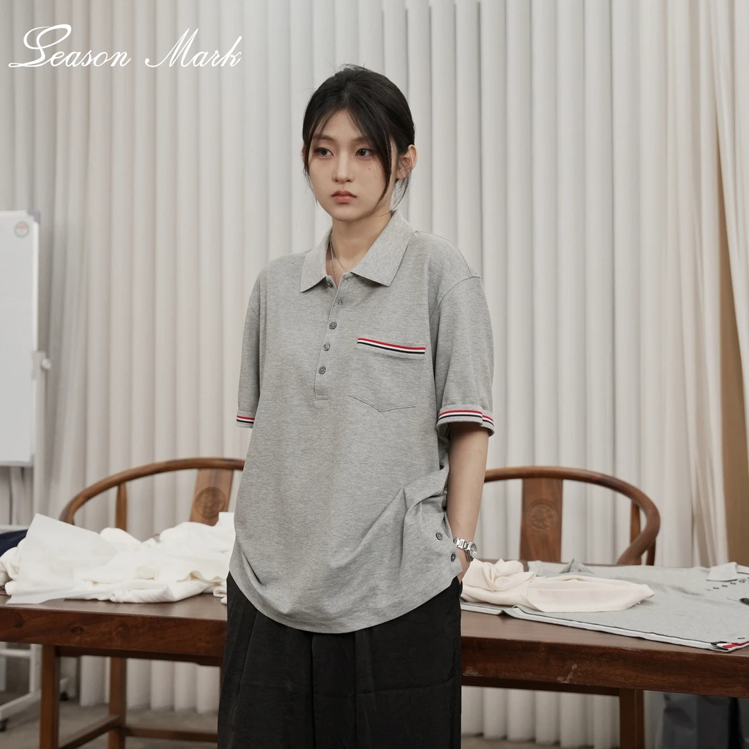 SEASONMARKcleanfit新款老钱风织带POLO衫短袖时尚休闲男女款短袖