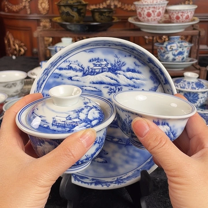 山水雪景三件套茶具