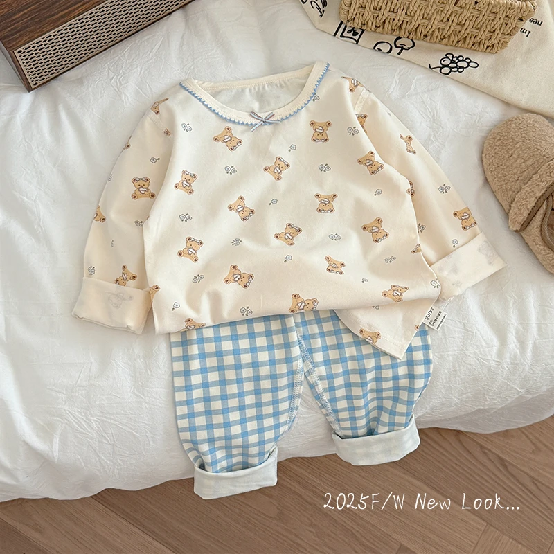 儿童秋衣秋裤套装纯棉春秋男童女孩内衣宝宝a类全棉打底睡衣家居