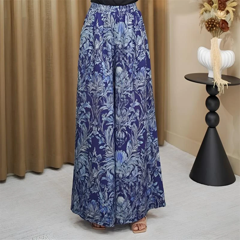 印花裙裤女2025新款夏季宽松显瘦休闲长裤气质阔腿裤