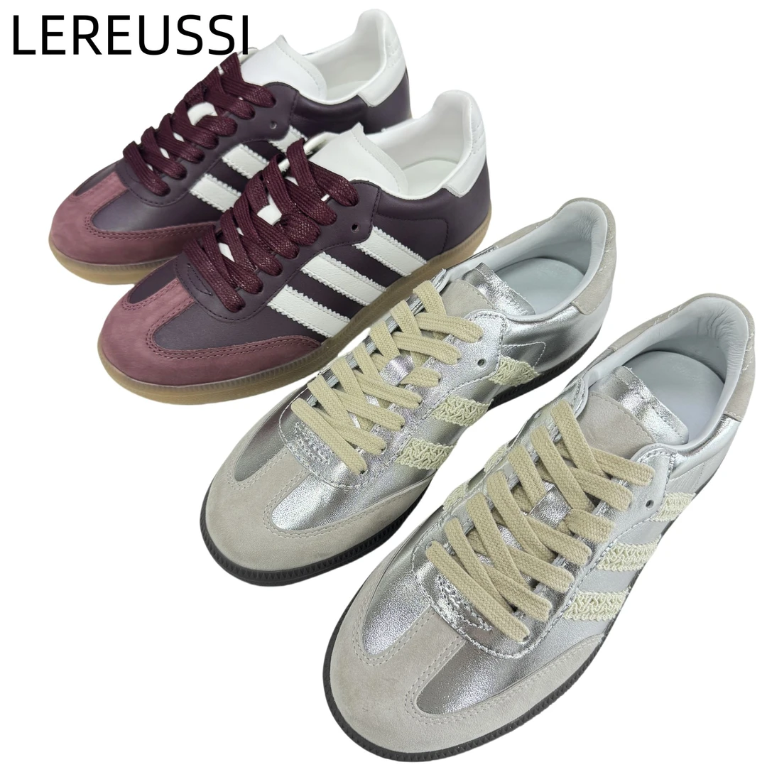 LEREUSSI蕾丝边真皮厚底运动德训休闲女阿甘鞋