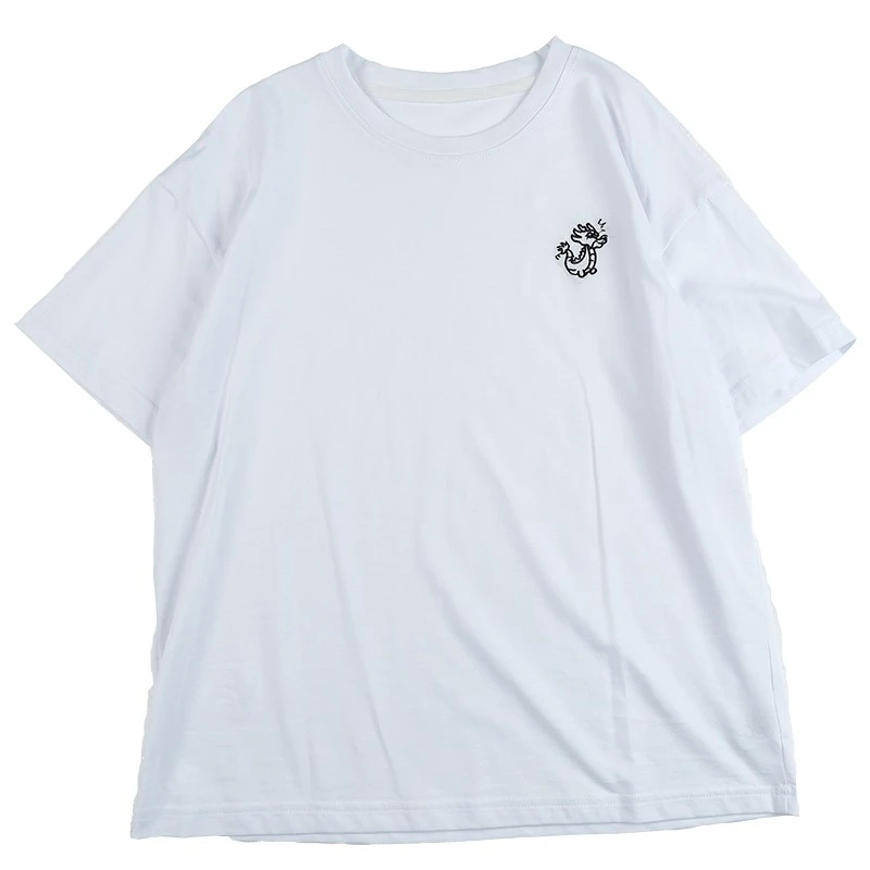 Y7697男童夏装白色t恤短袖儿童龙年刺绣标潮圆领半袖