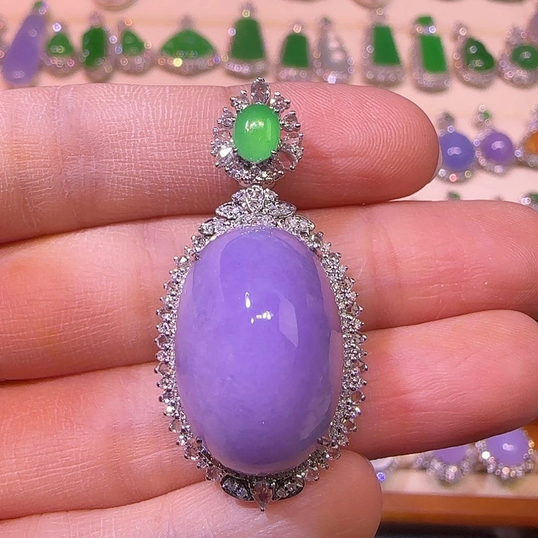 翡翠18K金镶嵌吊坠(不含链)