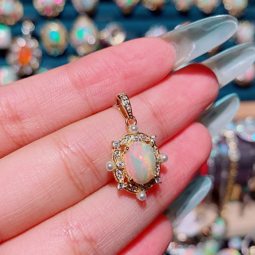 银S925镶嵌欧泊吊坠