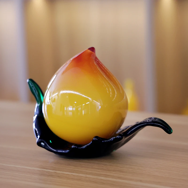 西冶工坊传统寿桃琉璃摆件寿礼 艺术摆件