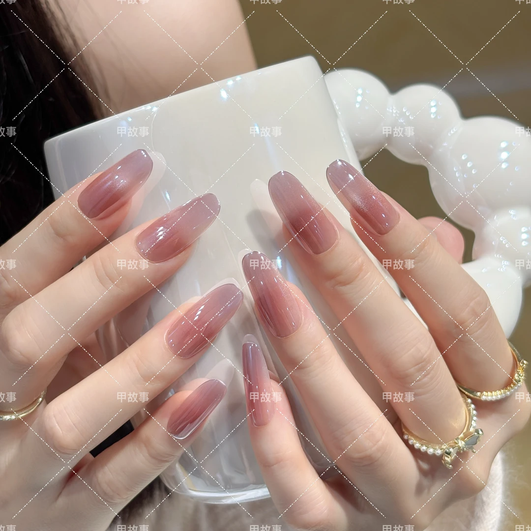 渐变腮红电镀猫眼甲片穿戴甲显白时尚温柔气质美甲贴片 620