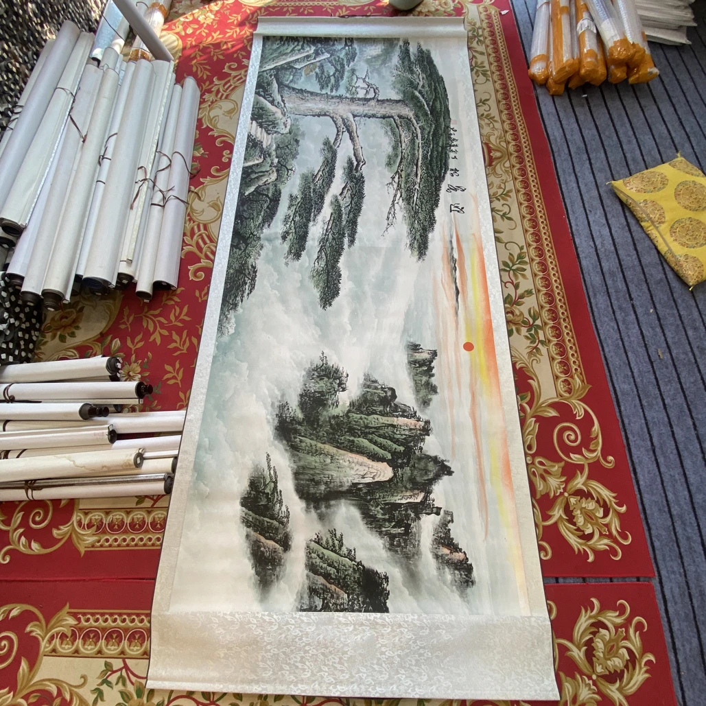 迎客松2.8米1.1米已经装裱年画