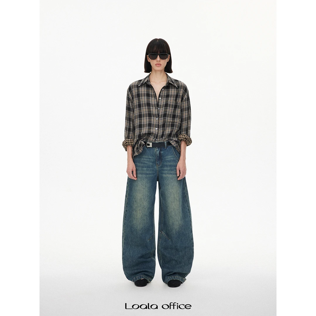 LOALA OFFICE【09.28新品】Loala office 做旧垂感宽松低腰牛仔裤