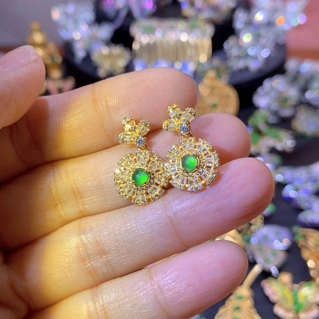 吊坠(不含链)银S925镶嵌翡翠