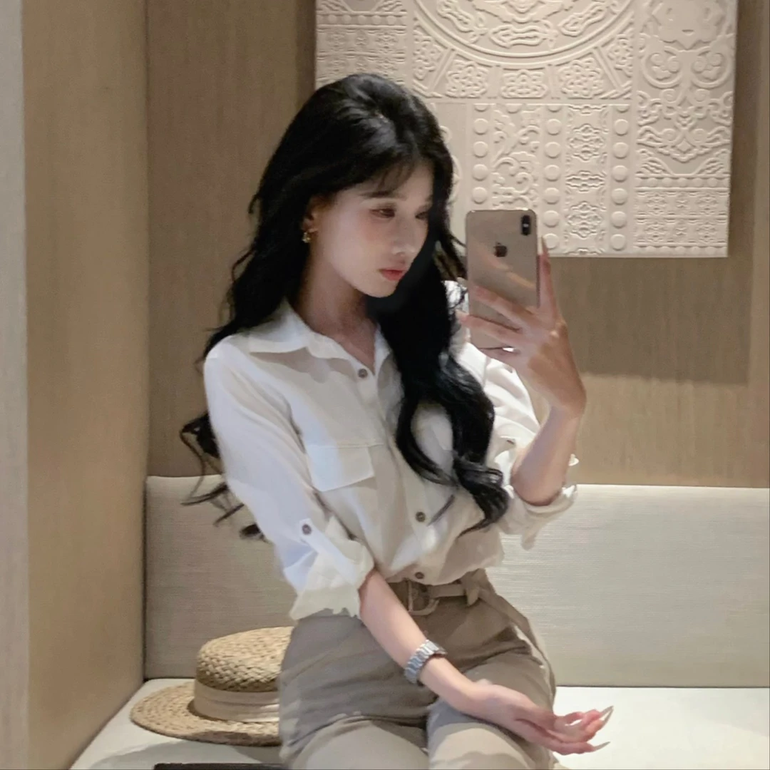 陈六六CHENLIULIU【精致奢感】气质慵懒感百搭白色衬衫