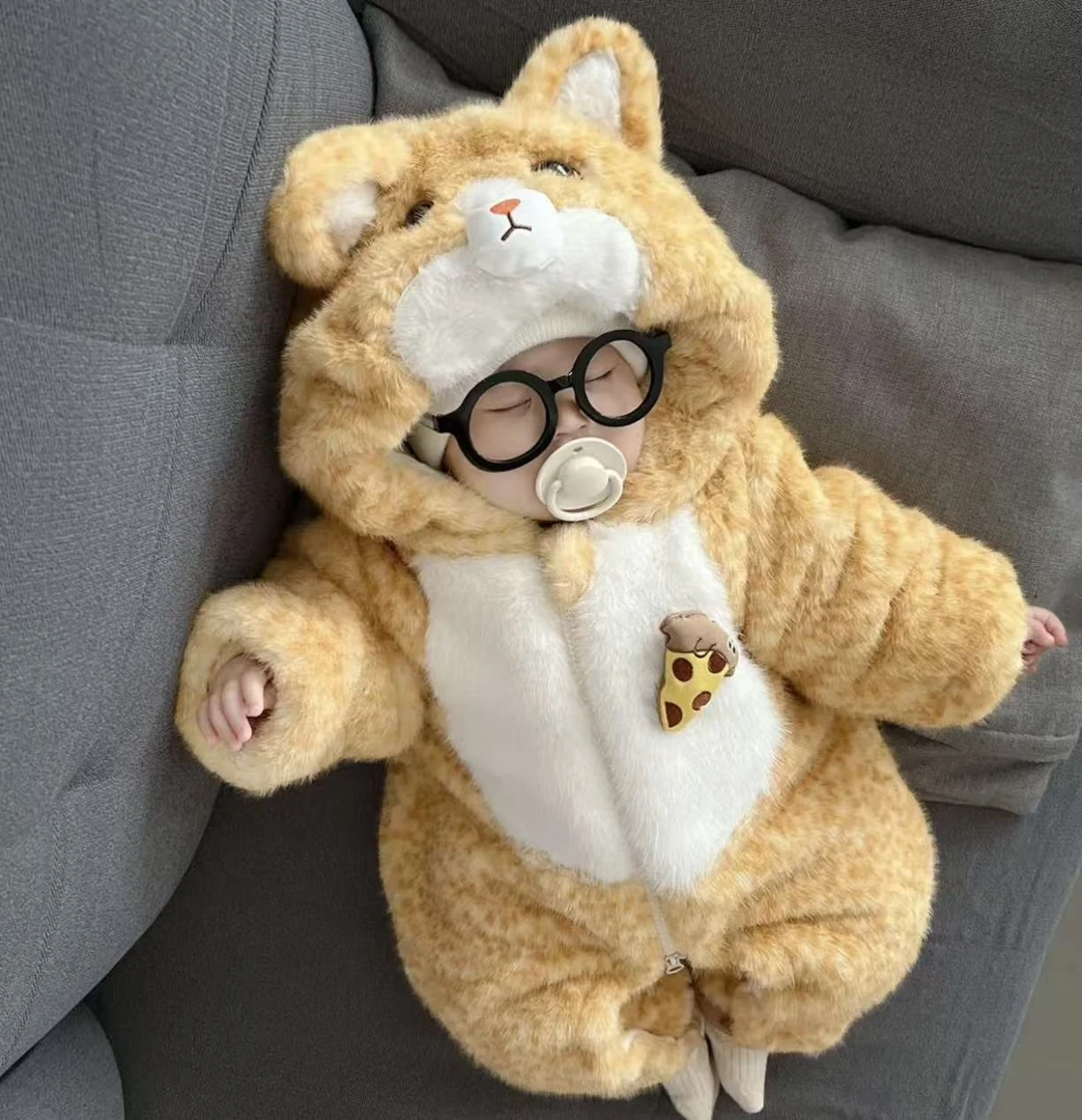 ｛橘色小猫｝婴幼儿冬季外出服加棉加厚宝宝外出服