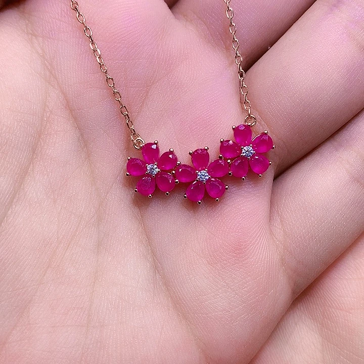 银S925镶嵌颈饰红宝石