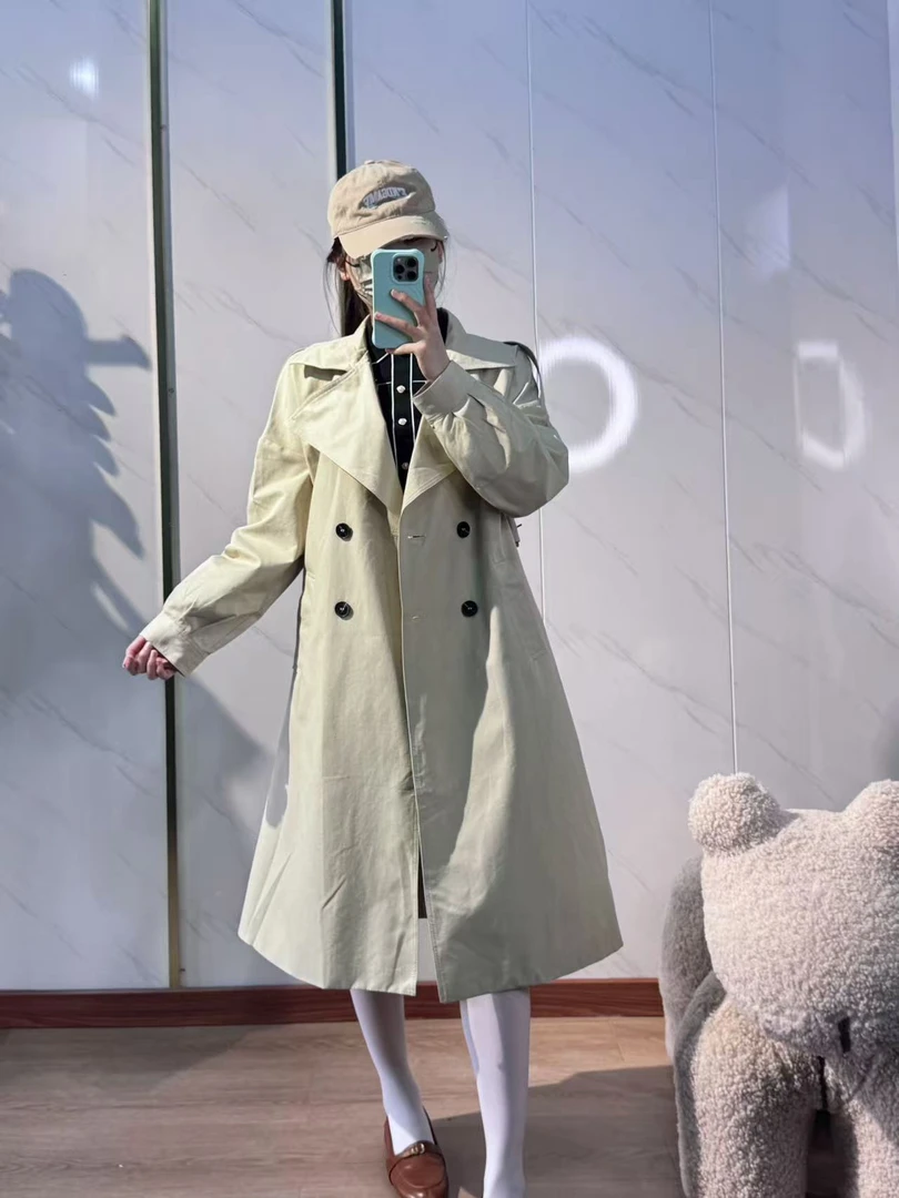 宽松双排扣轻职风长款气质风衣