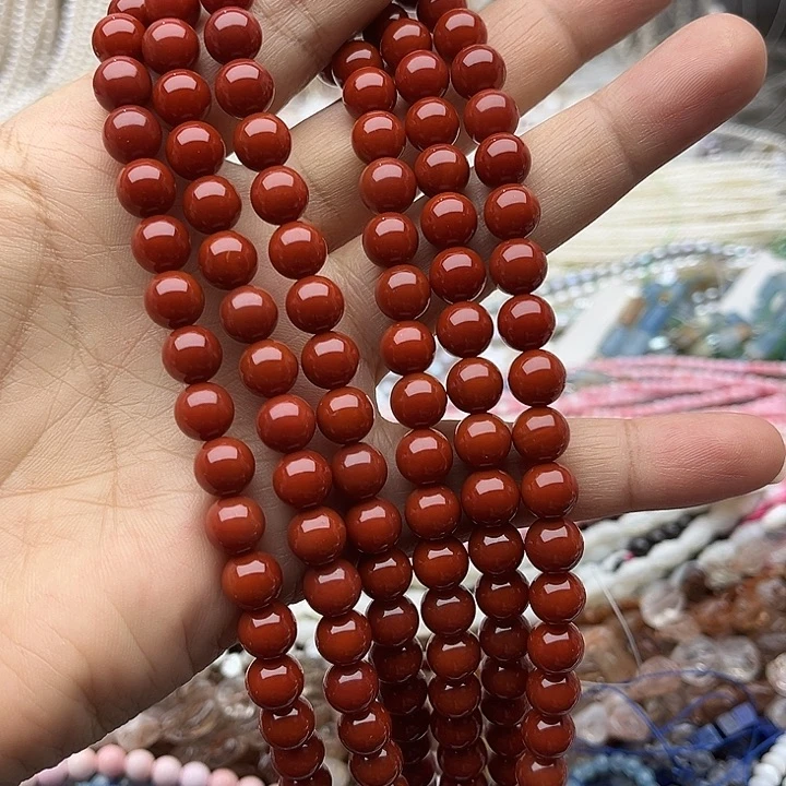 玛瑙/玉髓未镶嵌珠宝半成品一条8mm左右南红