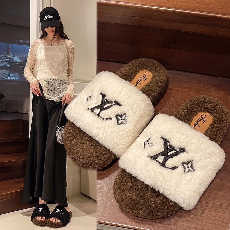 毛毛拖鞋女款2025新款秋冬季外穿时尚百搭网红超火ins毛绒棉拖鞋