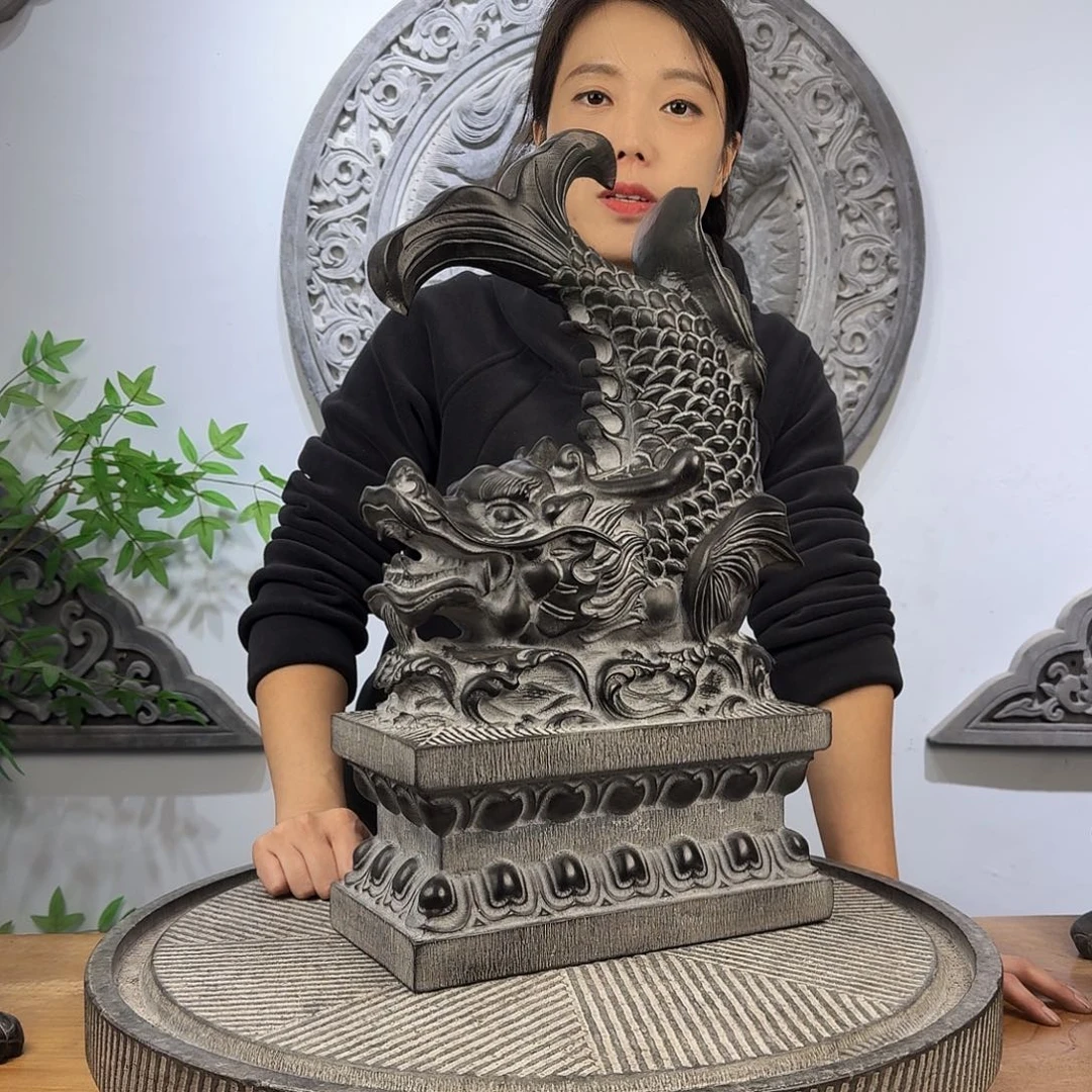 石材鱼化龙摆件高度50厘米