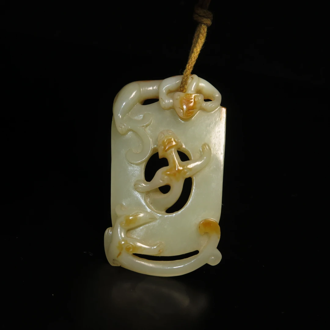 清代双螭纹玉佩饰/MZ017556/和田玉/民族文物