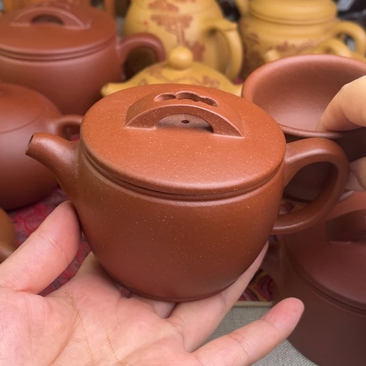 *****茶壶紫砂原矿红降坡汉瓦精工半手200cc