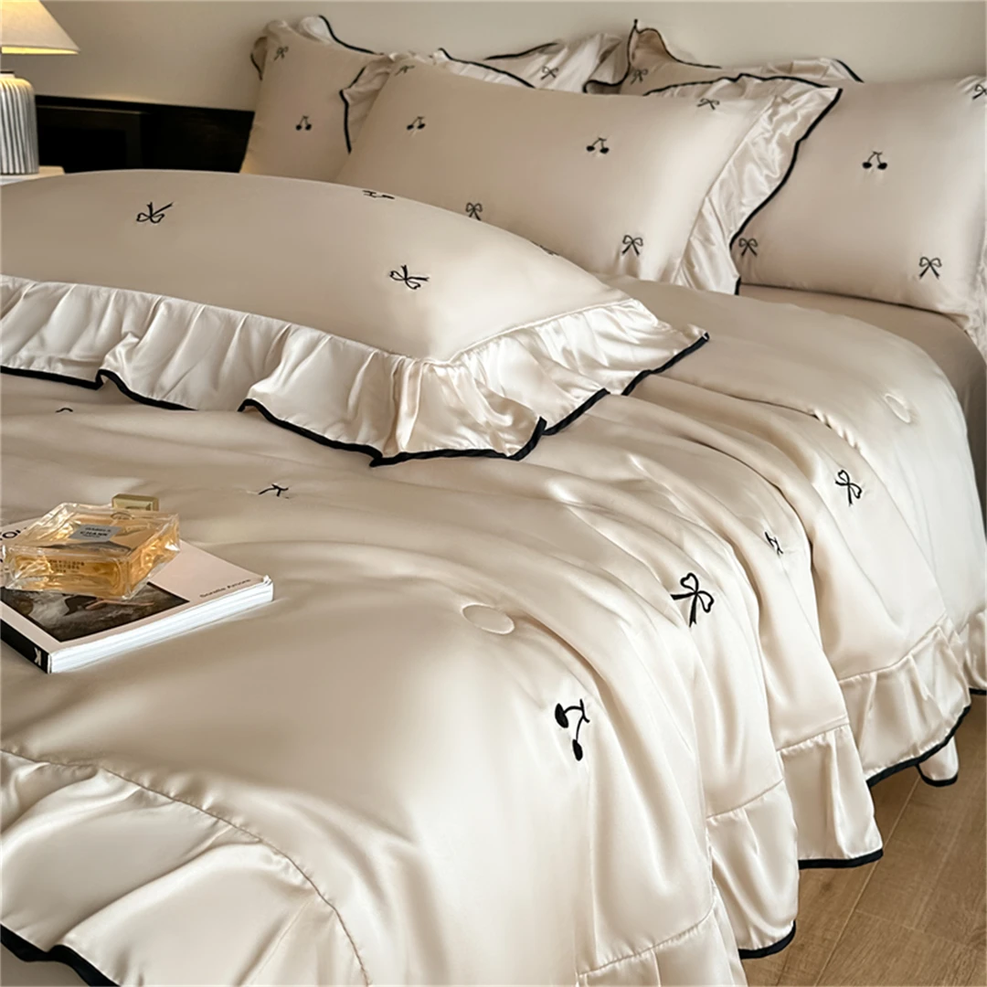 夏季可机洗冰丝夏凉被四件套单双人薄款被空调被子夏被丝滑凉感