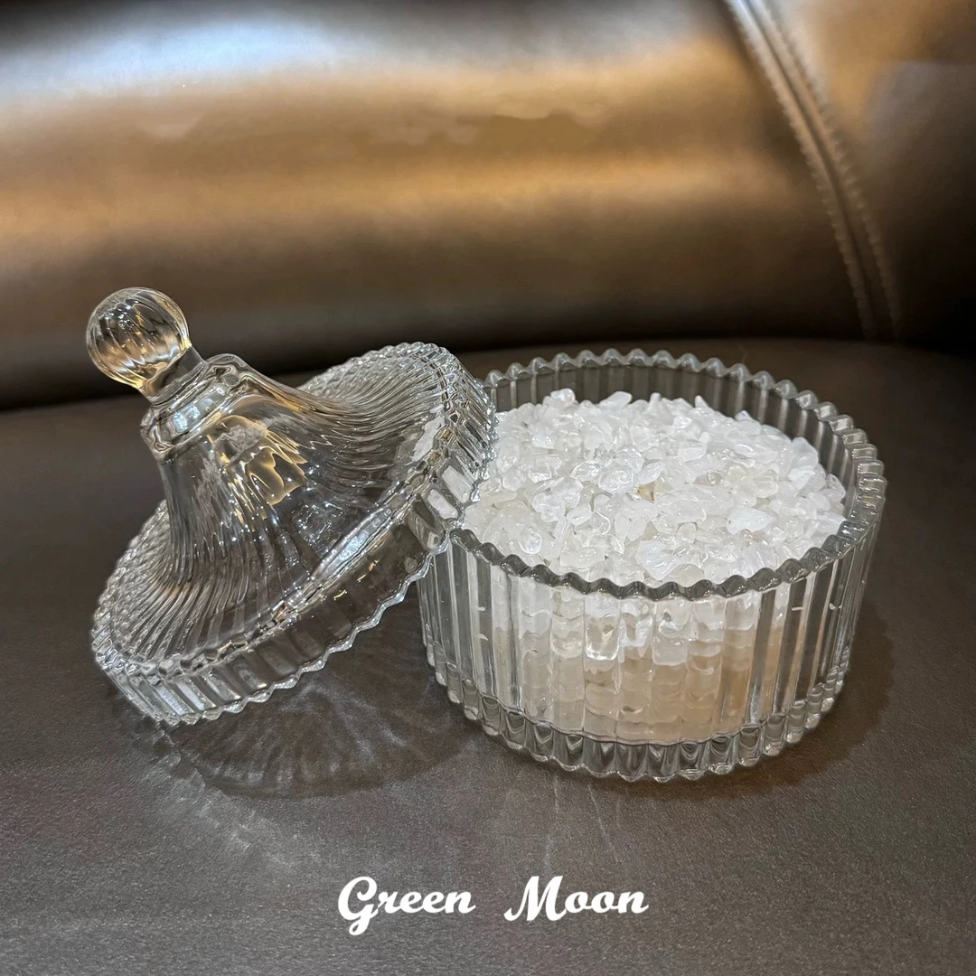 首饰盒/箱 水晶精致消磁净化碗御守盐净化玻璃碗首饰盒收纳盒带盖