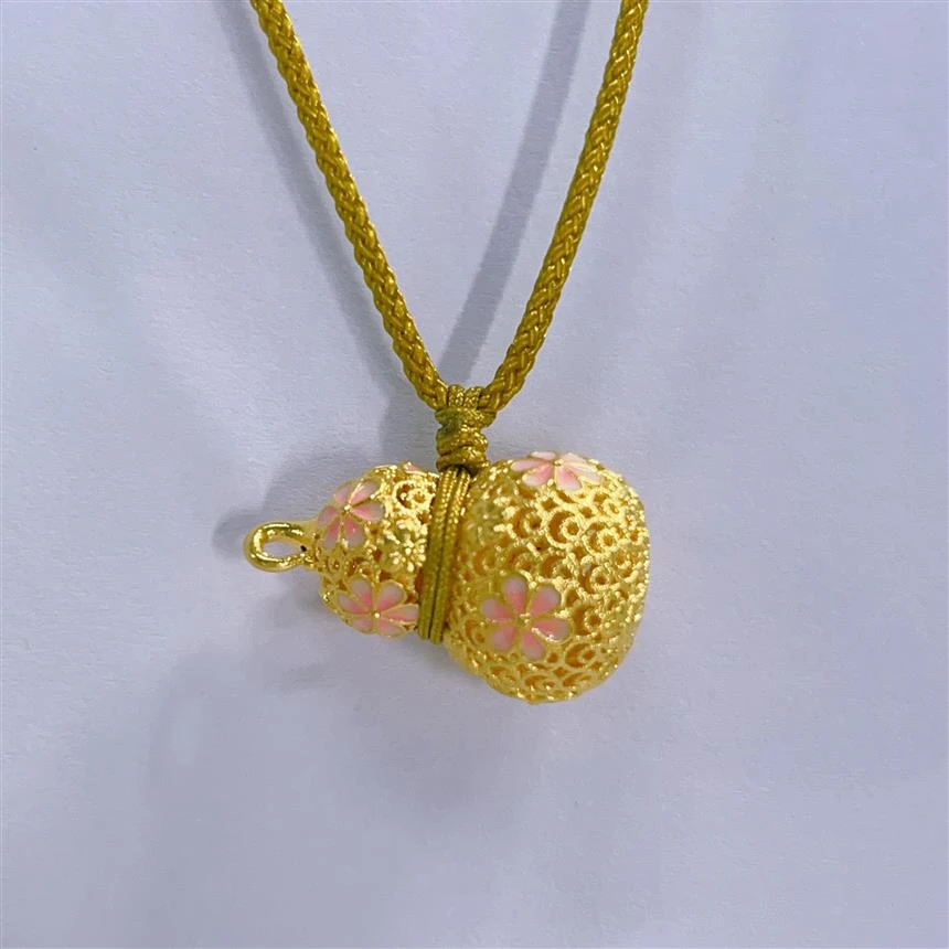 【瑶瑶专享】足金999 5D硬金樱花葫芦配件HJD1100