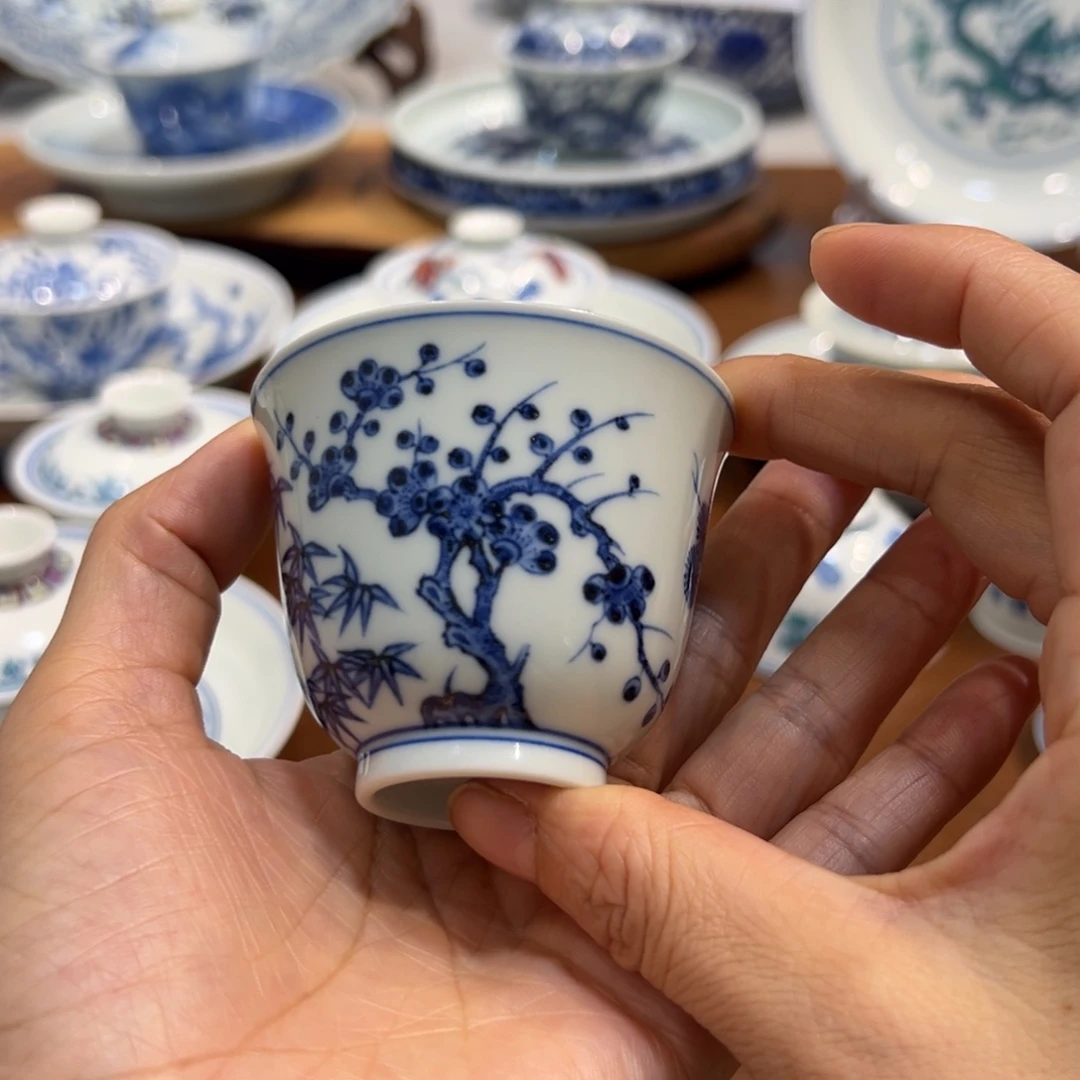 杯子青花松竹梅杯子