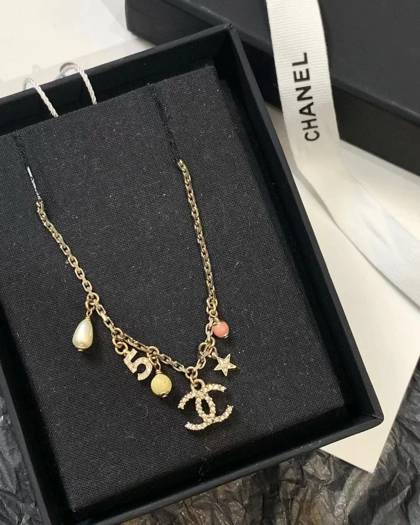 95新 Chanel/香奈儿 金色星星双C项链 15019043