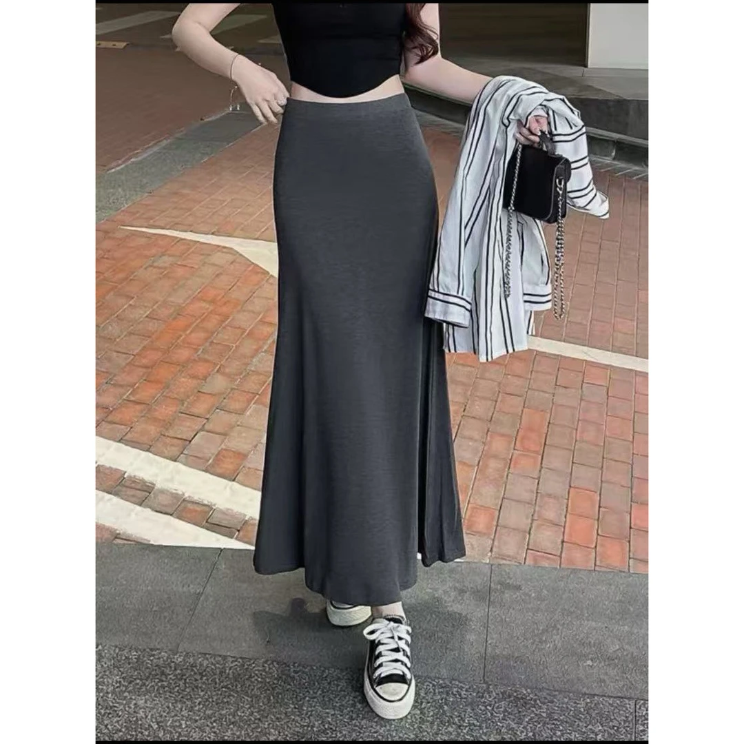 281 半身裙女鱼尾裙夏季修身百搭A字裙显瘦垂感包臀裙半身长裙