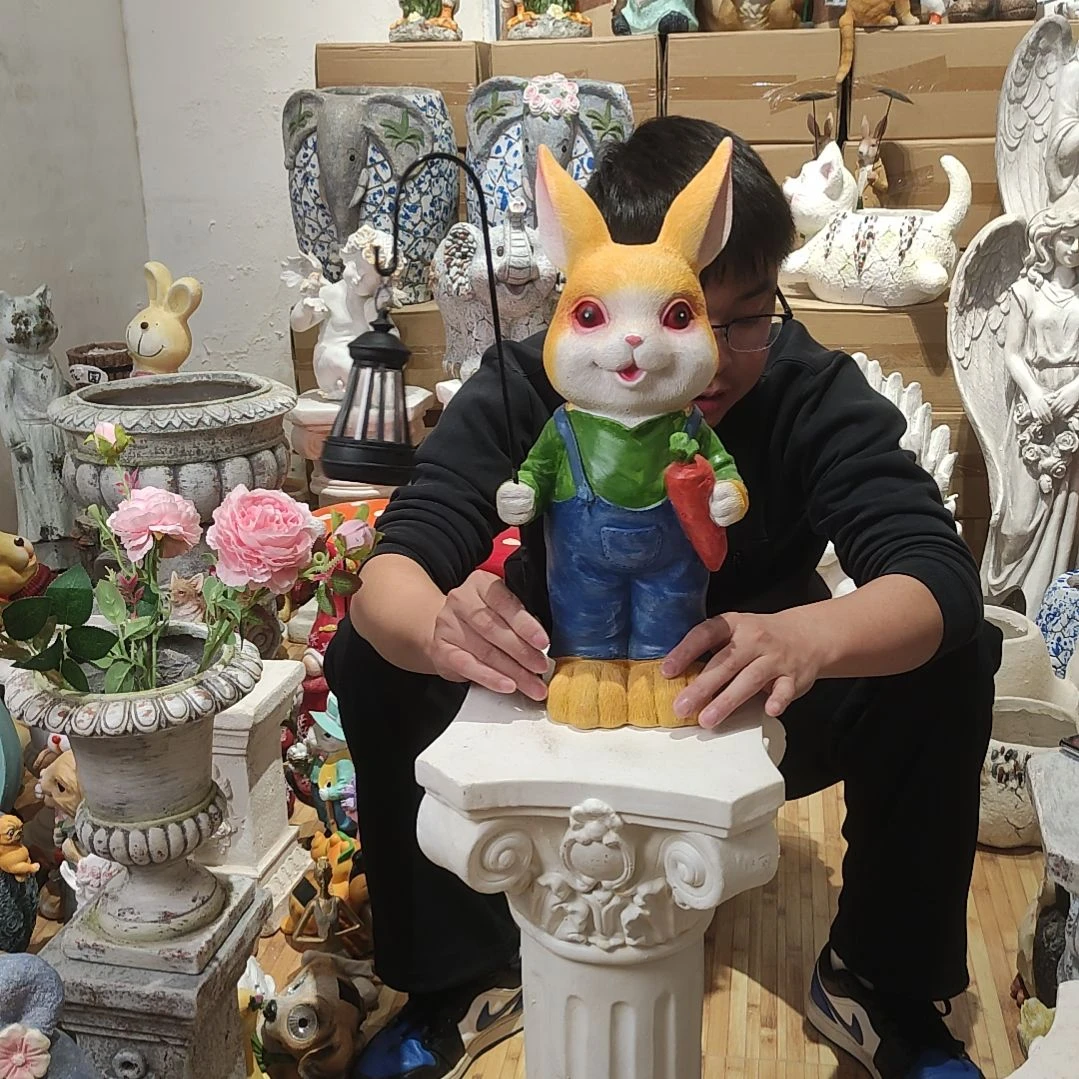 合成树脂提灯兔子摆件