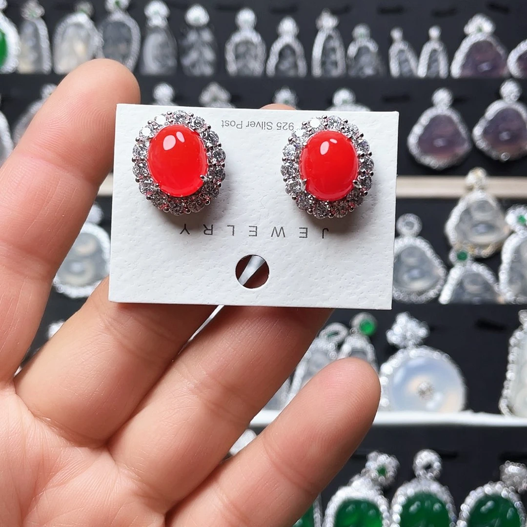 玛瑙/玉髓耳钉合金