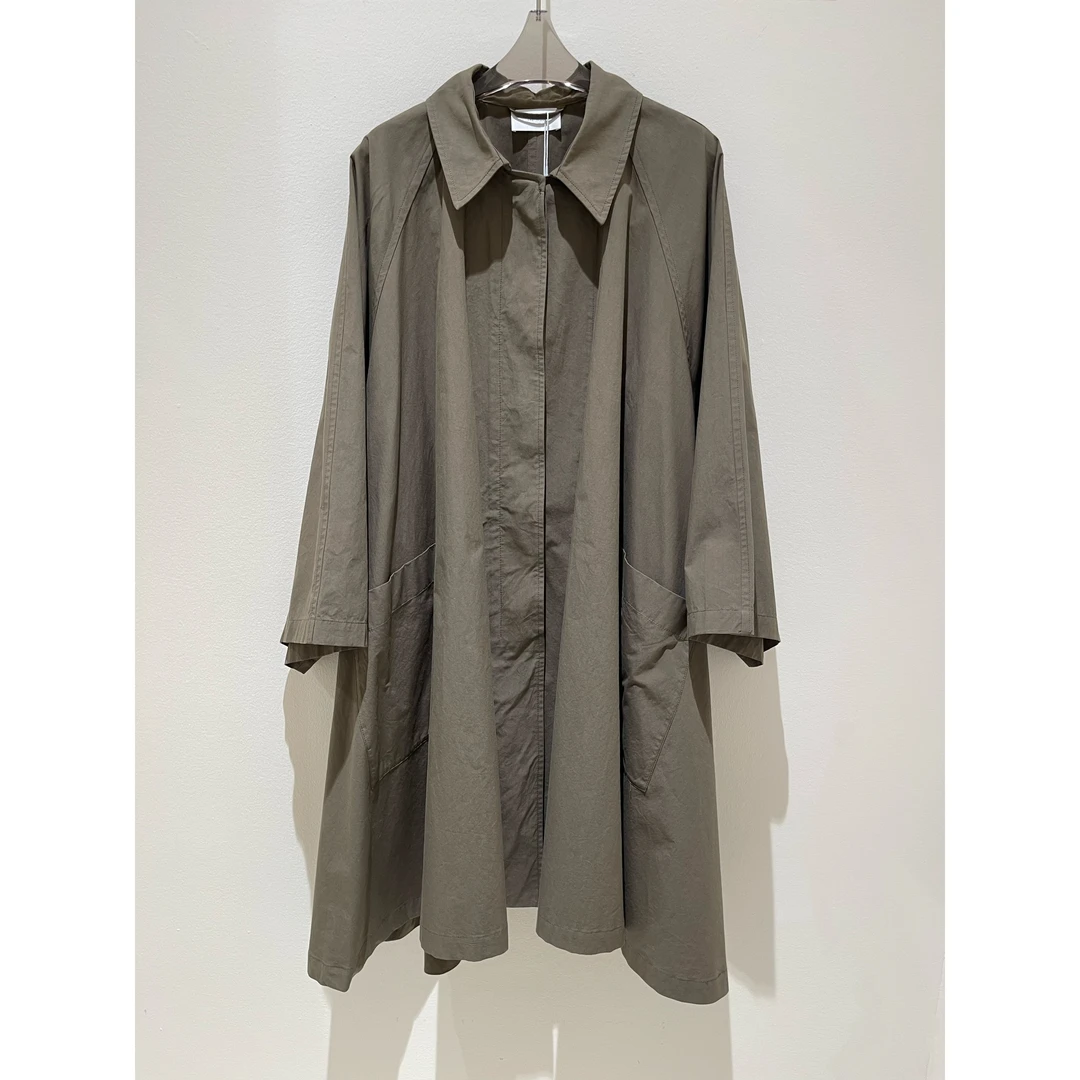 一尺半生-极简日本匹马棉褐绿色廓形抗皱风衣休闲秋季外套中长款