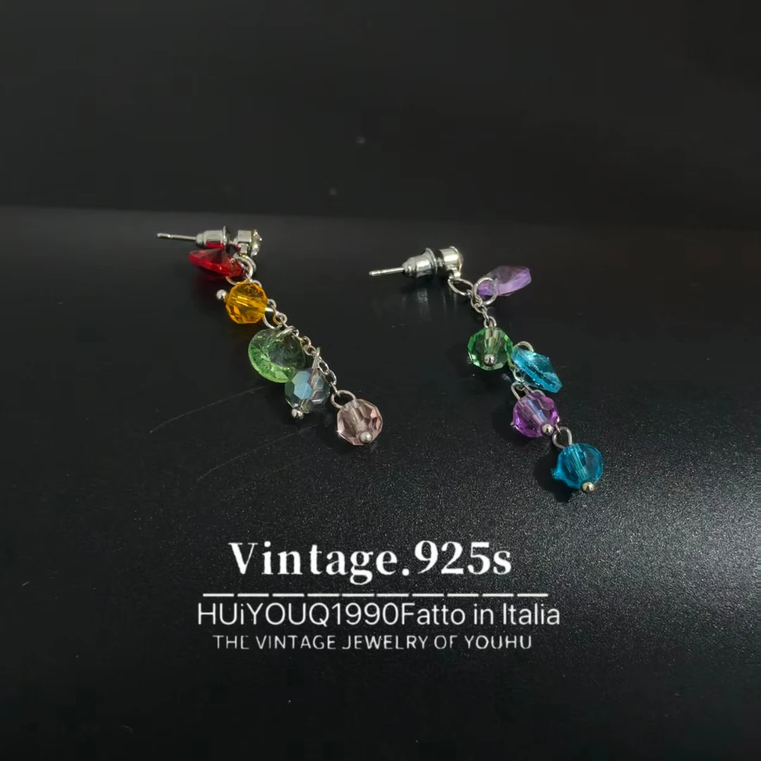 铜合金合成锆石耳饰 铜合金耳饰 476五彩斑斓耳钉