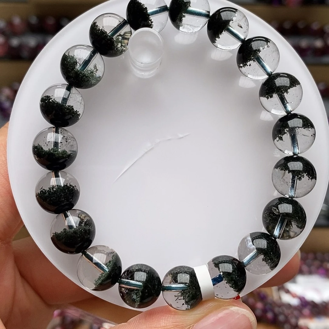 未镶嵌手链水晶H105刚果绿幽灵10m