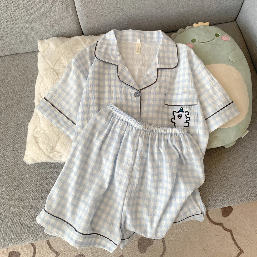 网红睡衣云朵棉面料舒适透气短款的短袖短裤居家套装睡衣也可外穿