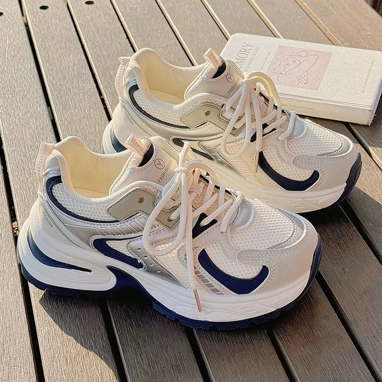 2025新款夏季女鞋老爹鞋透气网面小白鞋小众百搭厚底运动鞋休闲鞋