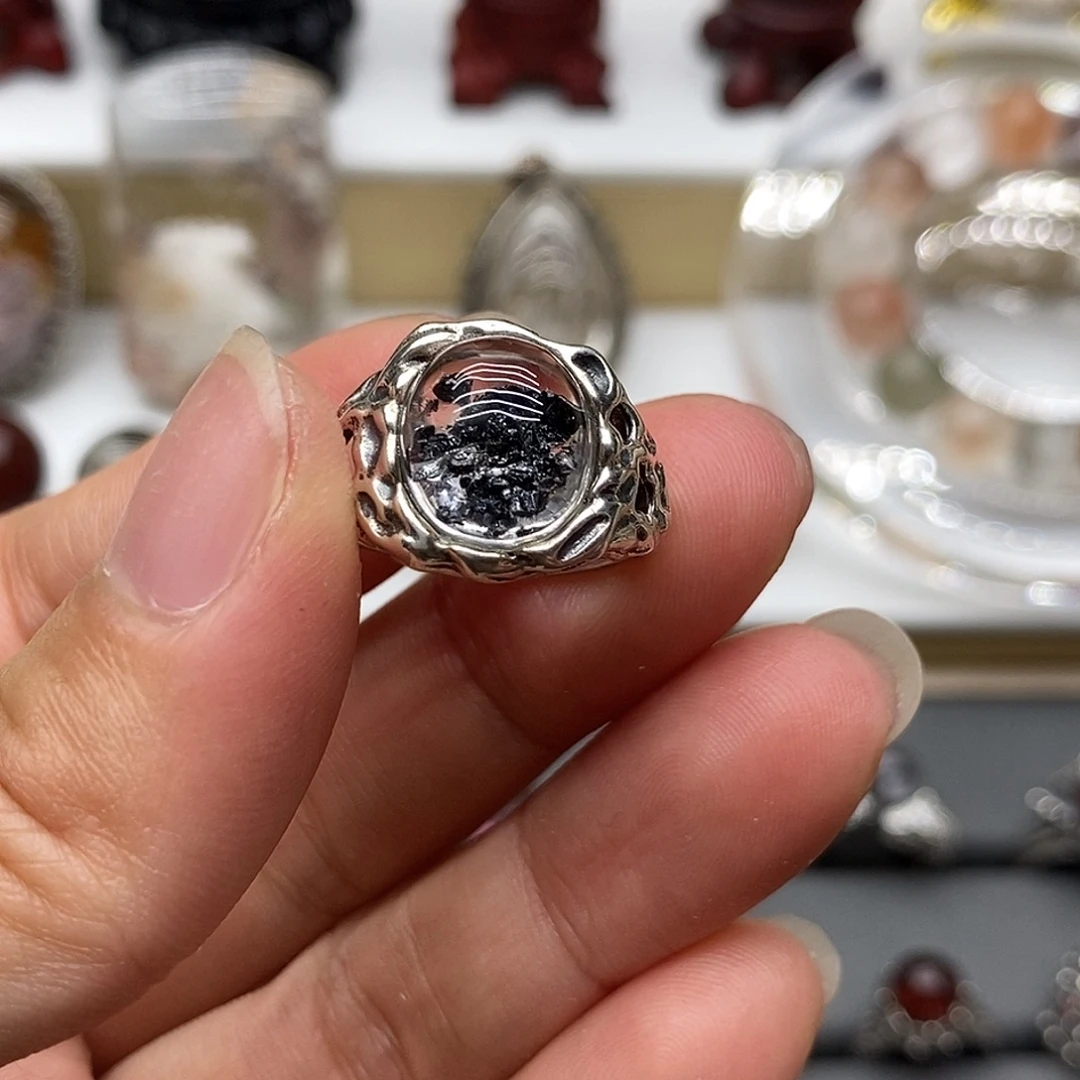 P***z水晶戒圈银S925镶嵌活口