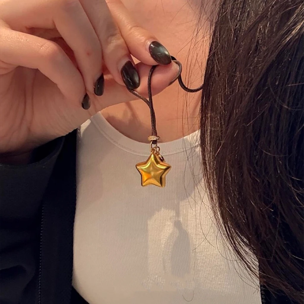 铜合金吊坠 立体折纸星星吊坠实心饱满清新百搭小众设计感毛衣链