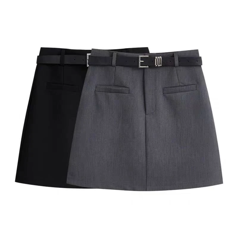 西装短裙女2025年新款春装高腰显瘦A字裙百搭休闲裙子黑色半身裙