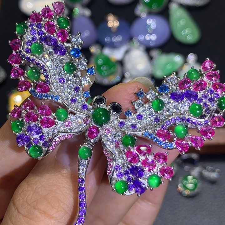 翡翠银S925镶嵌颈饰胸针吊坠戒指