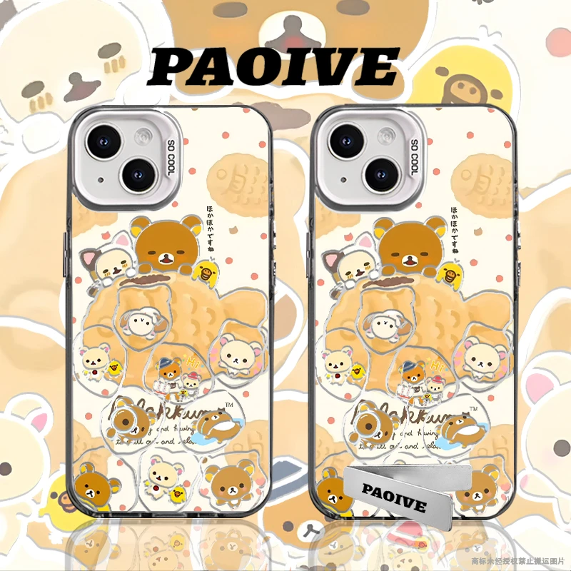 轻松熊创意适用苹果华为vivoiPhone小米三星防摔彩银手机壳