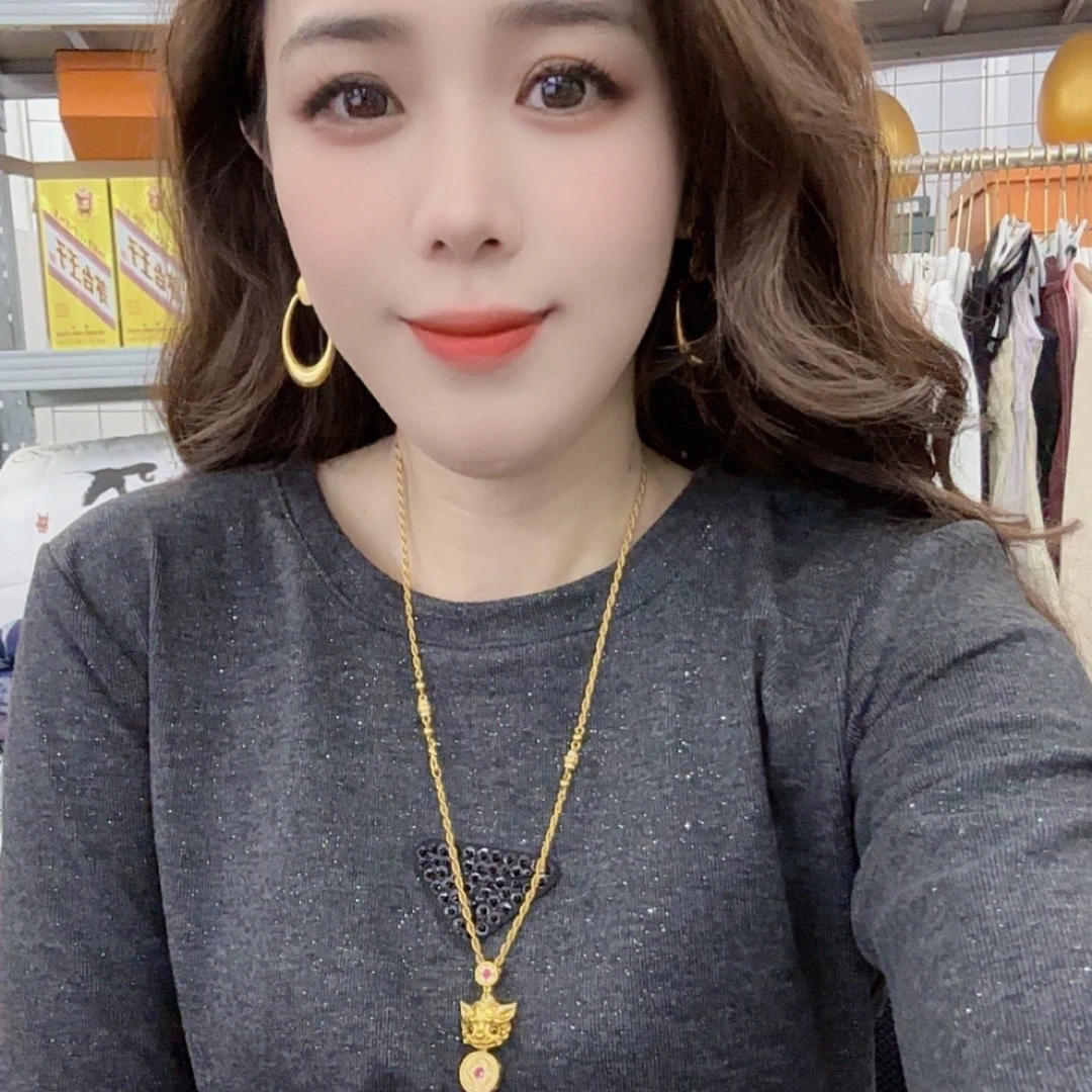 2025新款长袖三角满天星长袖T恤女修身显瘦上衣2007