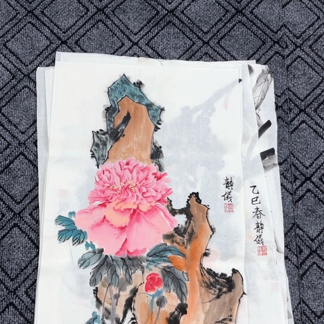 国画静怡老师四尺四开花鸟冯