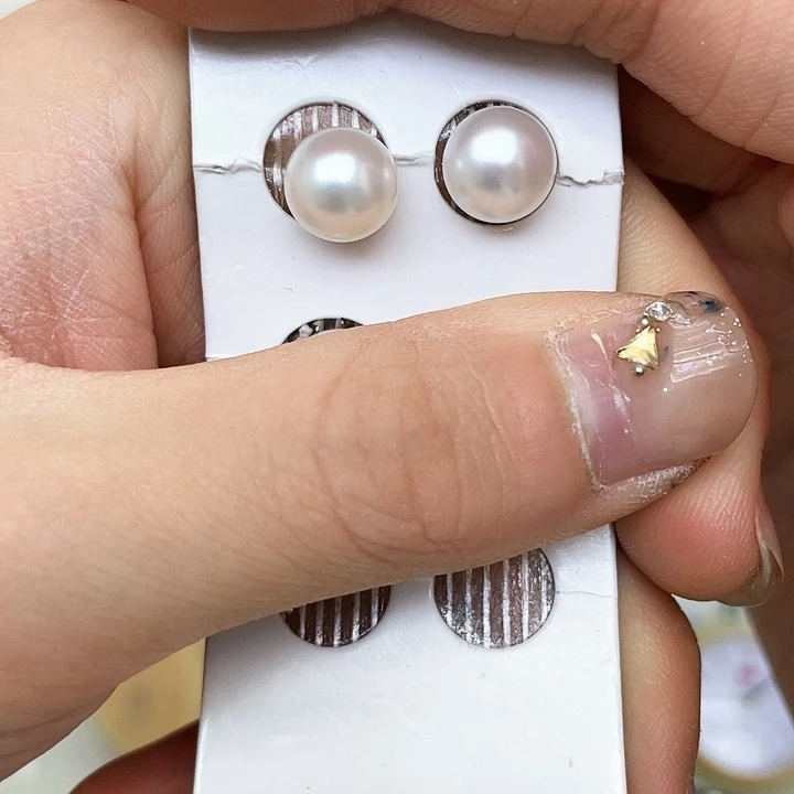 淡水珍珠耳饰银S925镶嵌花**提