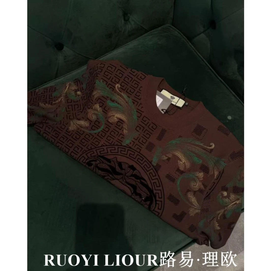 【路易理欧】潮流男欧货时尚金色亮钻纯色秋冬休闲针织短袖68002