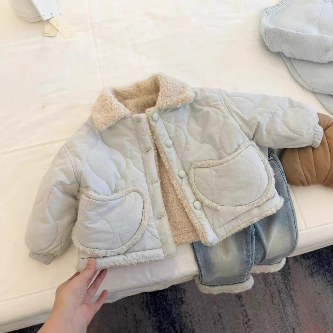 女童棉袄2025冬季新款洋气毛绒翻领外套舒适保暖加厚棉服百搭棉衣