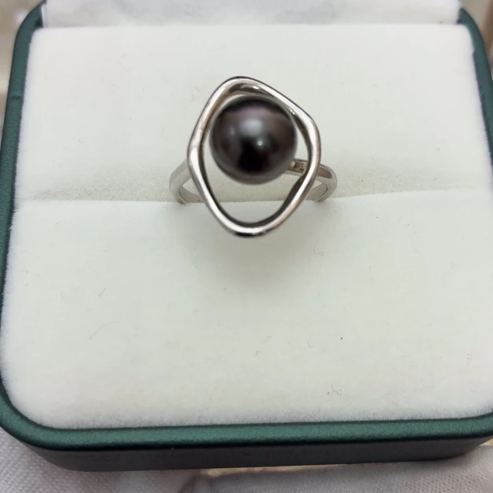 银S925镶嵌戒指海水珍珠