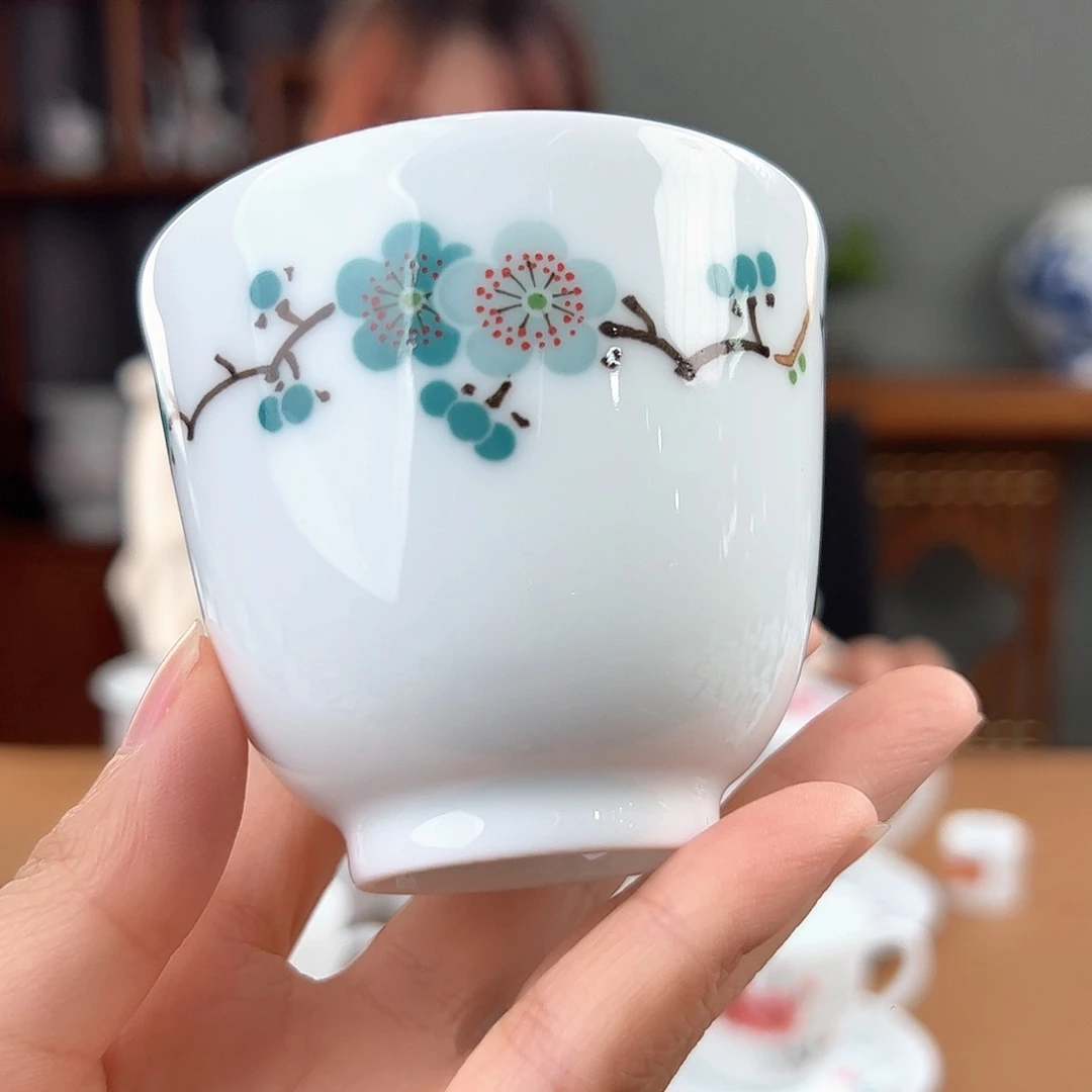 翠竹绿梅直口杯杯